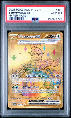 2025 POKEMON PRE EN-PRISMATIC EVOLUTIONS HYPER RARE #180 TERAPAGOS EX PSA 10 - Image 1