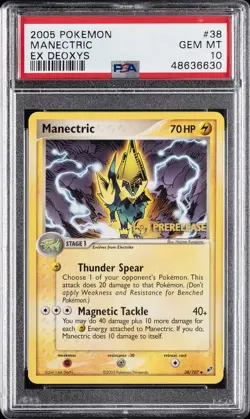 2005 POKEMON EX DEOXYS PRERELEASE #38 MANECTRIC PSA 10 - Image 1