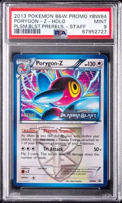 2013 POKEMON B&W PROMO PLASMA BLAST PRERELEASE-STAFF #BW84 PORYGON-Z-HOLO PSA 9 - Image 1