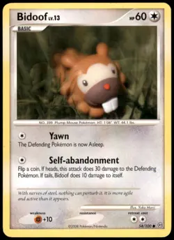 Bidoof 54/100 Stormfront Common Normal MP Pokemon TCG - Image 1