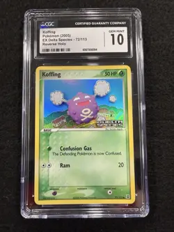 Pokemon Koffing Reverse Holo Stamped 72/113 from EX Delta Species in a CGC 10 ! - Image 1