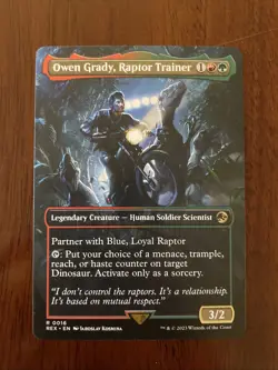 MTG Magic the Gathering REX Jurassic World Borderless Owen Grady Raptor Trainer - Image 1