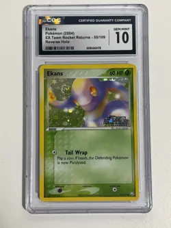 CGC 10 - Ekans #55/109 Reverse Holo Stamped - Pokemon EX Team Rocket Returns - Image 1