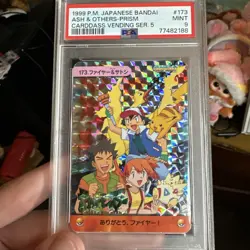 1999 POKEMON JPN BANDAI CARDDASS VENDING SER 5 #173 ASH & OTHERS PRISM PSA 9 🚀 - Image 1