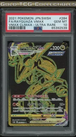 PSA 10 ⭐ Pokemon Rayquaza VMAX Climax 284 UR Gold Ultra Rare Full Art Graded - Image 1