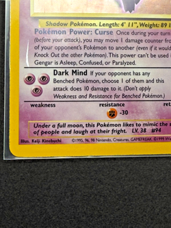 Pokemon TCG: Gengar 5/62 -FOSSIL (LP/MP) - Image 4