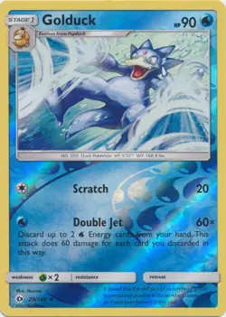 x1 Golduck - 29/149 - Rare - Reverse Holo Pokemon SM1 Sun & Moon Base M/NM - Image 1