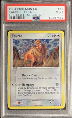2004 Pokemon EX FireRed & LeafGreen 16 Tauros Holo PSA 9 Mint - Image 1