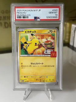 2025 POKEMON JAPANESE M-P PROMO MCDONALD'S #020 PIKACHU BURGERCHU PSA 10 - Image 1