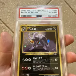 2000 POKEMON JAPANESE NEO 2 #229 HOUNDOOM-HOLO PSA 10 SWIRL + HALF SWIRL 🌀🌀 - Image 5