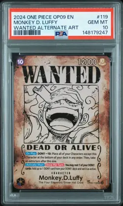 2024 One Piece English Monkey D Luffy OP05-119 Wanted Poster Alt Art PSA 10 💎 - Image 1