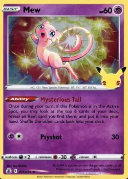 🦄 This Pokemon Gives Legendary!✨Mew 011/025 HOLO✨2021 TCG Celebrations 25th✨LP - Image 1