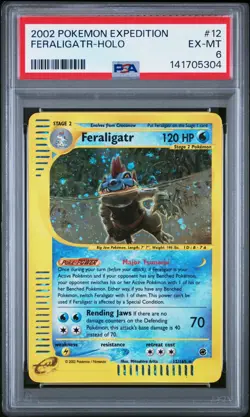 POKEMON FERALIGATR PSA 6 EXPEDITION HOLO RARE 2002 12/165 EX-MT E SERIES - Image 1