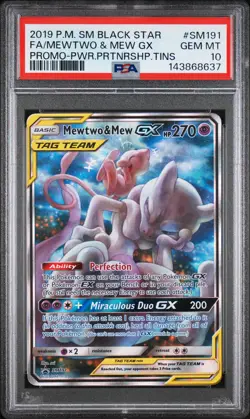 Mewtwo & Mew GX SM191 Pokemon Sm Black Star Promo Tag Team GEM MINT PSA 10 - Image 1