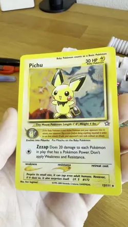 Pokemon TCG Pichu #12 [NM] Gym Heroes Holo Rare Near Mint Excellent Condition - Image 2