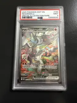 2025 POKEMON WHT EN-WHITE FLARE SPECIAL ILLUSTRATION RARE #166 RESHIRAM EX PSA 9 - Image 1