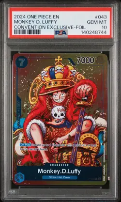 2024 Monkey D. Luffy P-043 Foil Convention Promo PSA 10 One Piece - Image 1