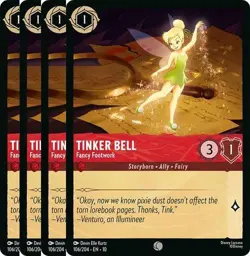 4 x Tinker Bell Fancy Footwork 106/204 Whispers in the Well Disney Lorcana - Image 1