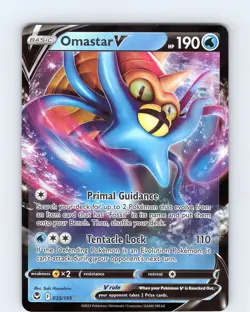 Pokemon TCG Omastar V SWSH Silver Tempest 035/195 Ultra Holo Rare Card NM - Image 1