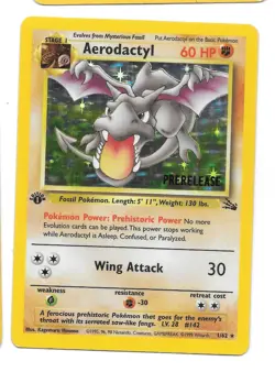 Aerodactyl 1/62 Fossil Prerelease 1st Edition Holo Rare Pokemon Card LP - Image 1