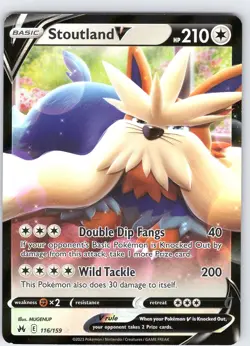 Pokemon TCG Stoutland V SWSH Crown Zenith 116/159 Ultra Holo Rare Card NM - Image 1