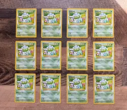 Bulbasaur 44/102 Base Set SHADOWLESS Pokemon WotC 12 Card Lot - White Dot Error - Image 1