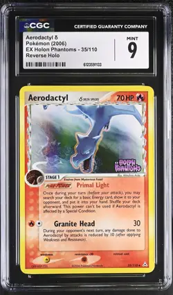 CGC 9 Aerodactyl 2006 EX Holon Phantoms 35/110 Reverse Holo STAMPED Pokemon Card - Image 1