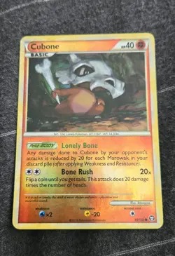 Cubone 60/102 Pokemon TCG Card Vintage Reverse Holo - MP - Image 1