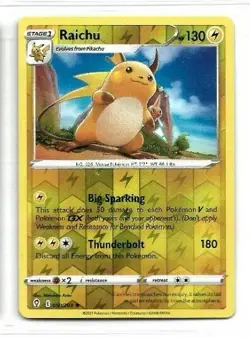 2021 Pokemon Raichu Big Sparking Thunderbolt Stage 1 Card Holo 050/203 TCG - Image 1