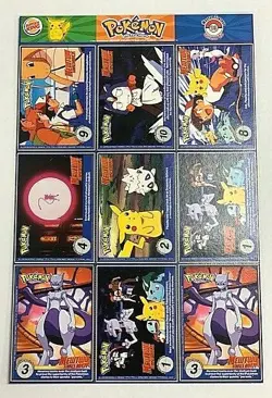 Burger King Pokemon #13 Master Trainer Set Uncut Sheet Pikachu - Image 2