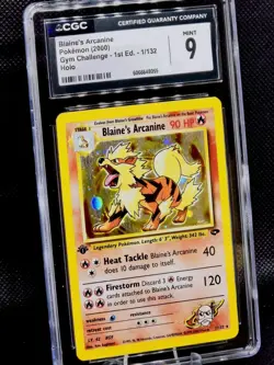 Pokemon Blaine's Arcanine 1st Edition Holo Gym Challenge 1/132 CGC 9 Mint WOTC - Image 5