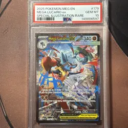 2025 POKEMON MEG EN-MEGA EVOLUTION #179 MEGA LUCARIO EX PSA 10 - Image 1