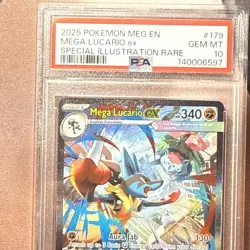 2025 POKEMON MEG EN-MEGA EVOLUTION #179 MEGA LUCARIO EX PSA 10 - Image 4