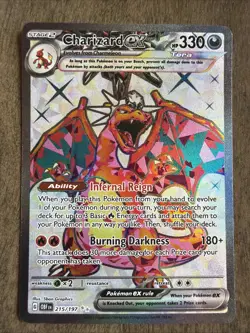 Pokemon TCG Charizard ex 215/197 SV03: Obsidian Flames Ultra Rare Full Art Holo - Image 1