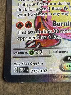Pokemon TCG Charizard ex 215/197 SV03: Obsidian Flames Ultra Rare Full Art Holo - Image 3