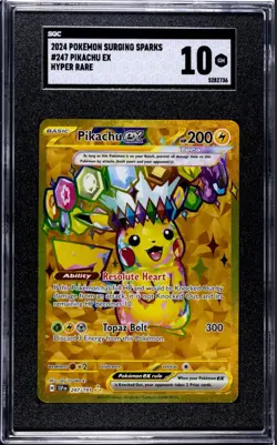 SGC 10 GEM MINT Pikachu ex 247/191 Surging Sparks Full Art Hyper Rare Pokemon - Image 1