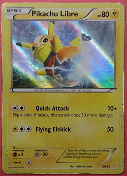 Pokemon TCG Pikachu Libre #30/30 XY Trainer Kit Holo Basic 80 HP 2016 - Image 1