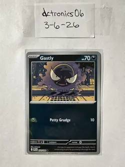 Pokemon Gastly 054/094 Phantasmal Flames 2025 Basic 70 HP Reverse Holo - Image 1