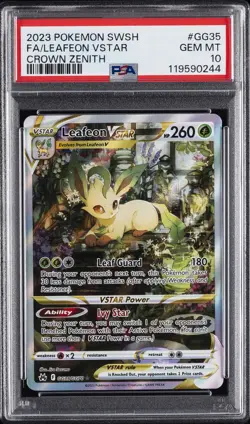 2023 POKEMON SWORD & SHIELD CROWN ZENITH #GG35 FULL ART/LEAFEON VSTAR PSA 10 - Image 1