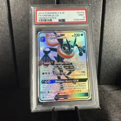 PSA 9 POKEMON SUN & MOON HIDDEN FATES #SV56 FULL ART/GRENINJA GX - Image 1