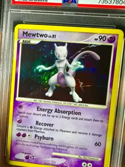 Mewtwo 9/100 Majestic Dawn Holo Pokemon 2008 Hand Swirl PSA 9 - Image 3