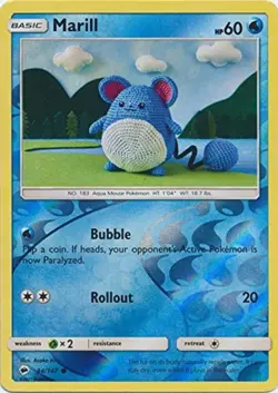 Pokemon - Marill - 34/147 - Reverse Holo - Burning Shadows - NM/M - Image 1