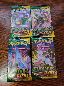 Evolving Skies Pokemon TCG Booster Packs Art Set (4 Packs) FACTORY SEALED - Image 1