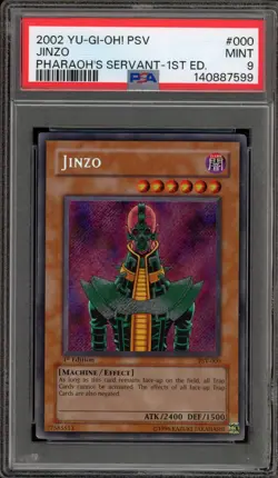 Yu-Gi-Oh! Jinzo Pharaoh's Servant 1st Edition Secret Rare PSV-000 PSA 9 Mint - Image 1