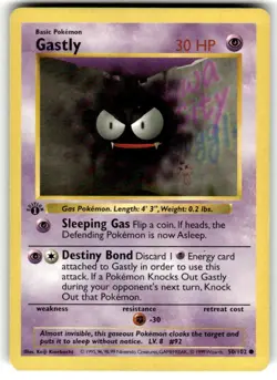 Gastly 1st Edition Shadowless Pokemon Card Base Set 50/102 English LP - Image 1