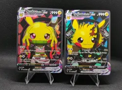 Pikachu Tanjirou + Nezuko Demon Slayer/Pokemon Cute Cosplay Doujin ACG HOLO Card - Image 1