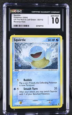 CGC 10 Squirtle EX Fire Red & Leaf Green 83/112 Reverse Holo Pokemon Card - Image 1