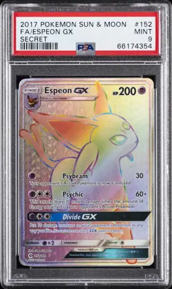 2017 POKEMON SUN & MOON SECRET #152 FULL ART/ESPEON GX PSA 9 - Image 1