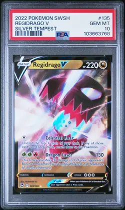 2022 POKEMON SWORD & SHIELD SILVER TEMPEST #135 REGIDRAGO V PSA 10 LOW POP - Image 1