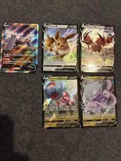 Pokemon V Card Lot - Eevee, Dodrio, Dracovish, Goodra, Promo, Holo, 5 Cards - Image 1